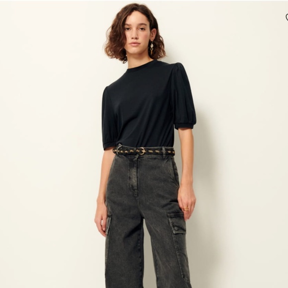 Sessun Black Puff Sleeve Top - Picture 1 of 7